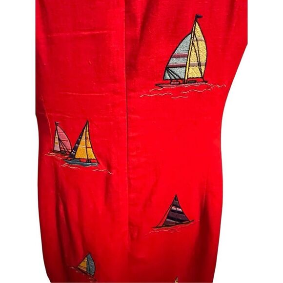 Ultra Dress New York Vintage 80’s/90’s Red Linen Fully Lined Sleeveless Nautical - Picture 13 of 15